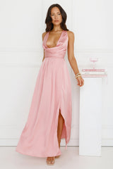 Lush Whispers Satin Maxi Dress Pink
