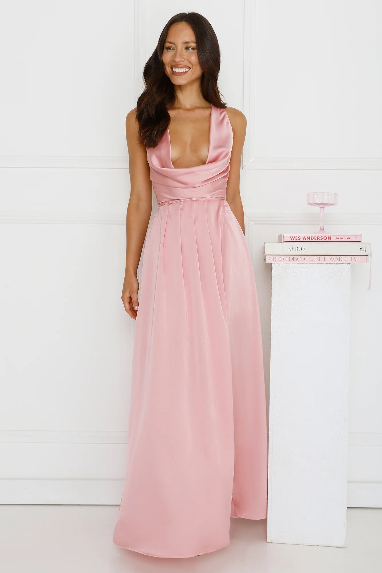 Lush Whispers Satin Maxi Dress Pink
