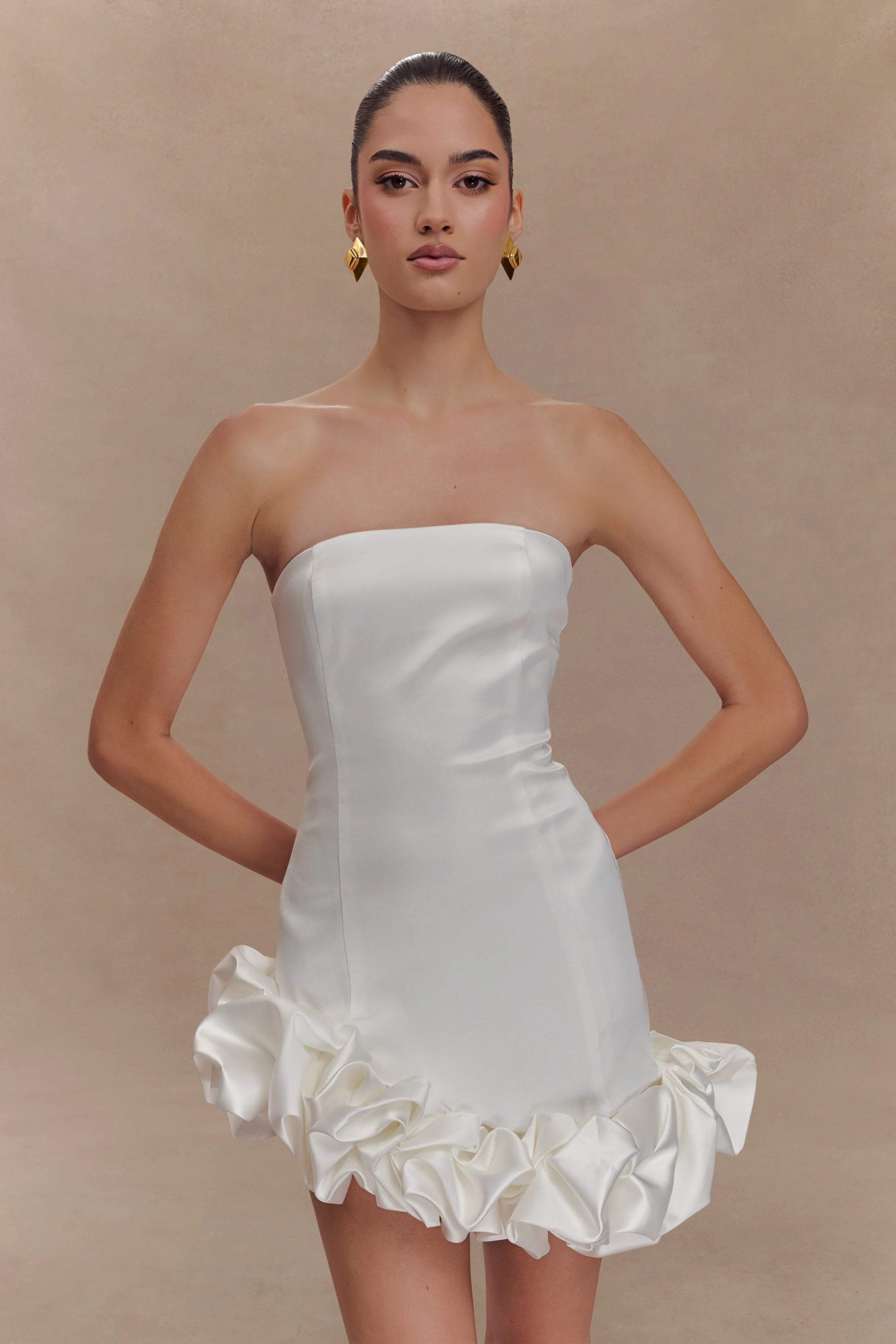 Alba Bubble Mini Dress - White