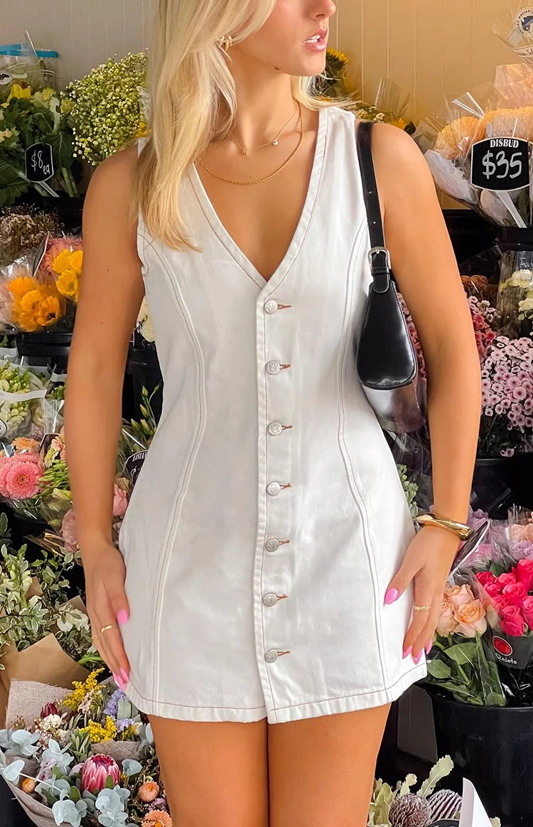 Isla White Wash Denim Mini Dress